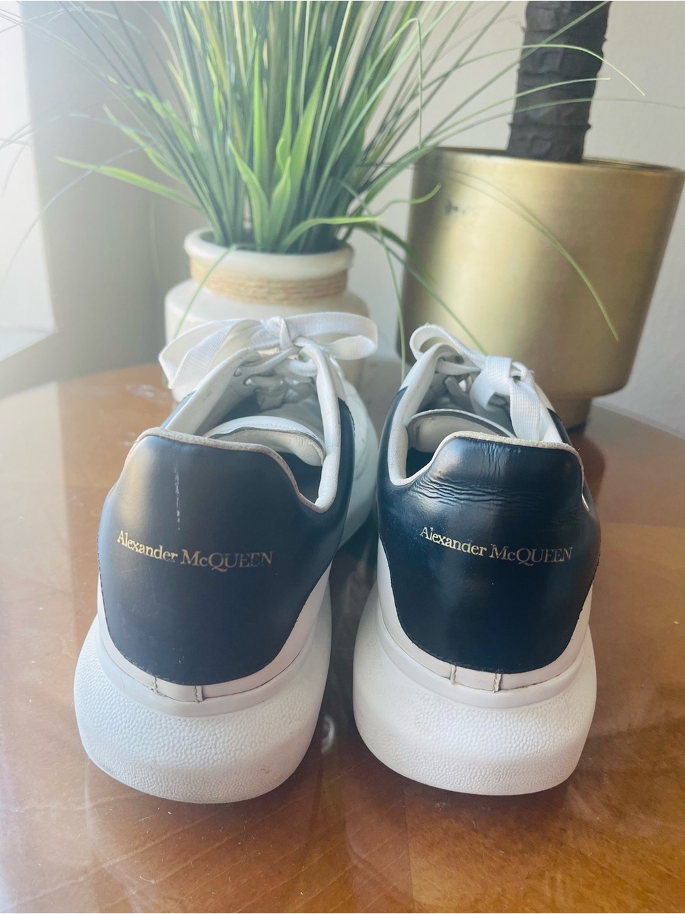 Alexander McQueen White Sneakers with Black Heel and Gold Logo size 45.5 E
12.5